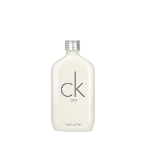 Calvin Klein CK One fragrance bottle, featuring a minimalist and iconic design with a clean silhouette, representing a fresh and unisex scent that blends notes of bergamot, pineapple, and green tea, perfect for those seeking a refreshing and modern fragrance experience.