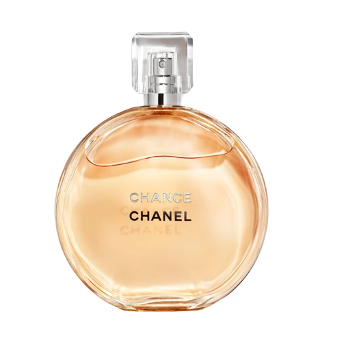 Chanel Chance Eau de Toilette fragrance bottle, showcasing its elegant round design and soft pink hue, symbolizing a fresh and vibrant floral scent that captures spontaneity and femininity, perfect for everyday wear.