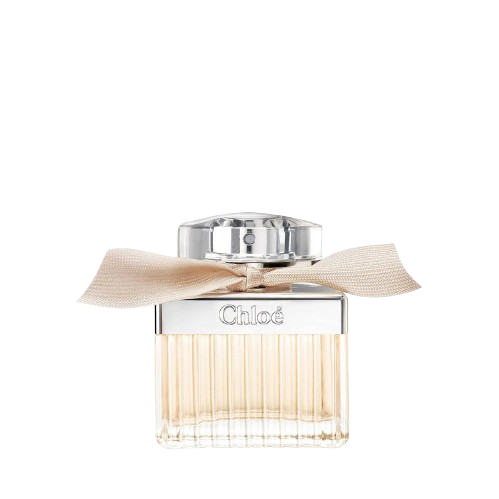 Chloé Signature Eau de Parfum fragrance bottle, showcasing its elegant and timeless design with a blush hue and pleated glass, representing a fresh and floral scent that embodies femininity and sophistication, ideal for everyday wear and special occasions.