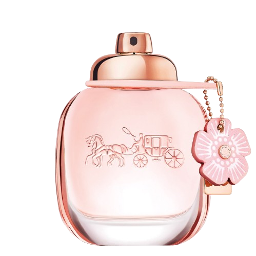 Coach Floral fragrance bottle, showcasing a chic and elegant design adorned with floral motifs, representing a vibrant and feminine scent that blends notes of raspberry, peony, and gardenia, perfect for those seeking a fresh and romantic fragrance experience.