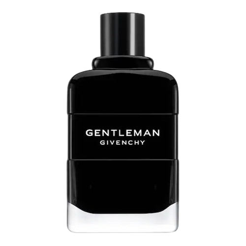 Givenchy Gentleman Eau de Parfum fragrance bottle, showcasing its elegant and masculine design with a classic rectangular shape and sophisticated black accents, representing a refined and woody scent that combines floral and spicy notes, perfect for the modern gentleman who exudes charm and confidence.