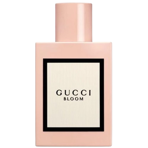 Gucci Bloom Eau de Parfum fragrance bottle, featuring an elegant and classic design with a soft pink hue, symbolizing a rich and floral scent that captures the essence of blooming gardens, ideal for those who appreciate femininity and sophistication in their fragrance.