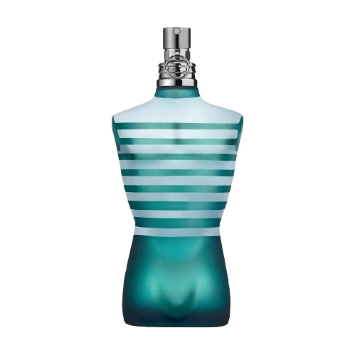 Jean Paul Gaultier Le Male fragrance bottle, featuring its iconic sculpted design, representing a unique blend of fresh and aromatic notes for men, ideal for adding a touch of confidence and allure to any occasion.