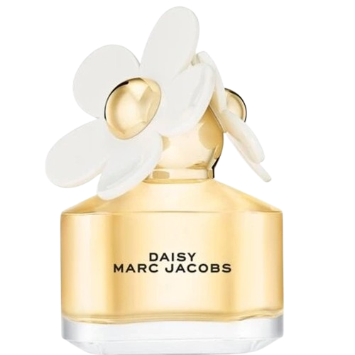 Marc Jacobs Daisy Eau de Toilette fragrance bottle, featuring a charming and whimsical design adorned with playful floral accents, symbolizing a fresh and youthful scent that blends fruity and floral notes, perfect for everyday wear and springtime occasions.