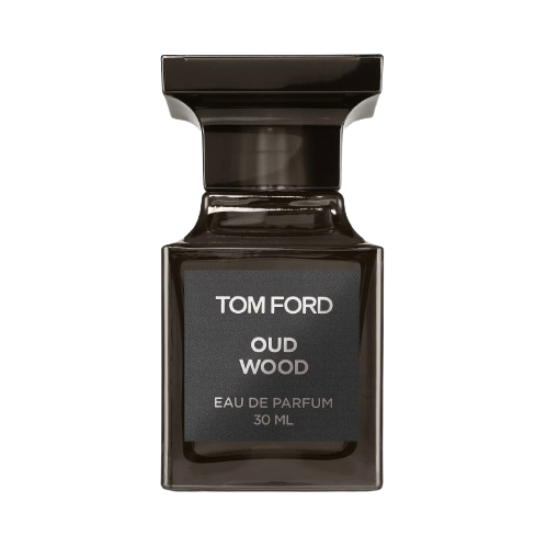 Tom Ford Oud Wood Eau de Parfum bottle, featuring a sleek and minimalist design with a dark, luxurious finish, representing an exotic and woody scent that blends rich notes of oud, sandalwood, and spices, perfect for the modern man who appreciates sophistication and allure in fragrance.