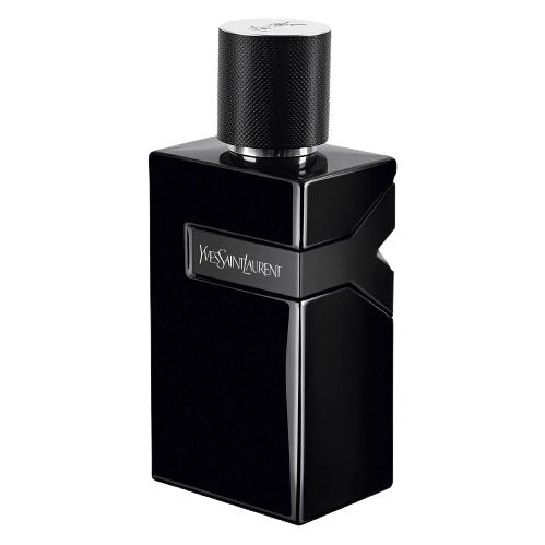 Yves Saint Laurent Y Le Parfum bottle, featuring a bold and sleek design with a deep blue hue and a stylish black cap, representing an intense and sophisticated scent that blends notes of bergamot, sage, and amber wood, perfect for the modern man who embraces ambition and individuality.